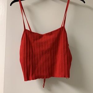 NWT Red lace-up back crop top from PacSun with spaghetti straps